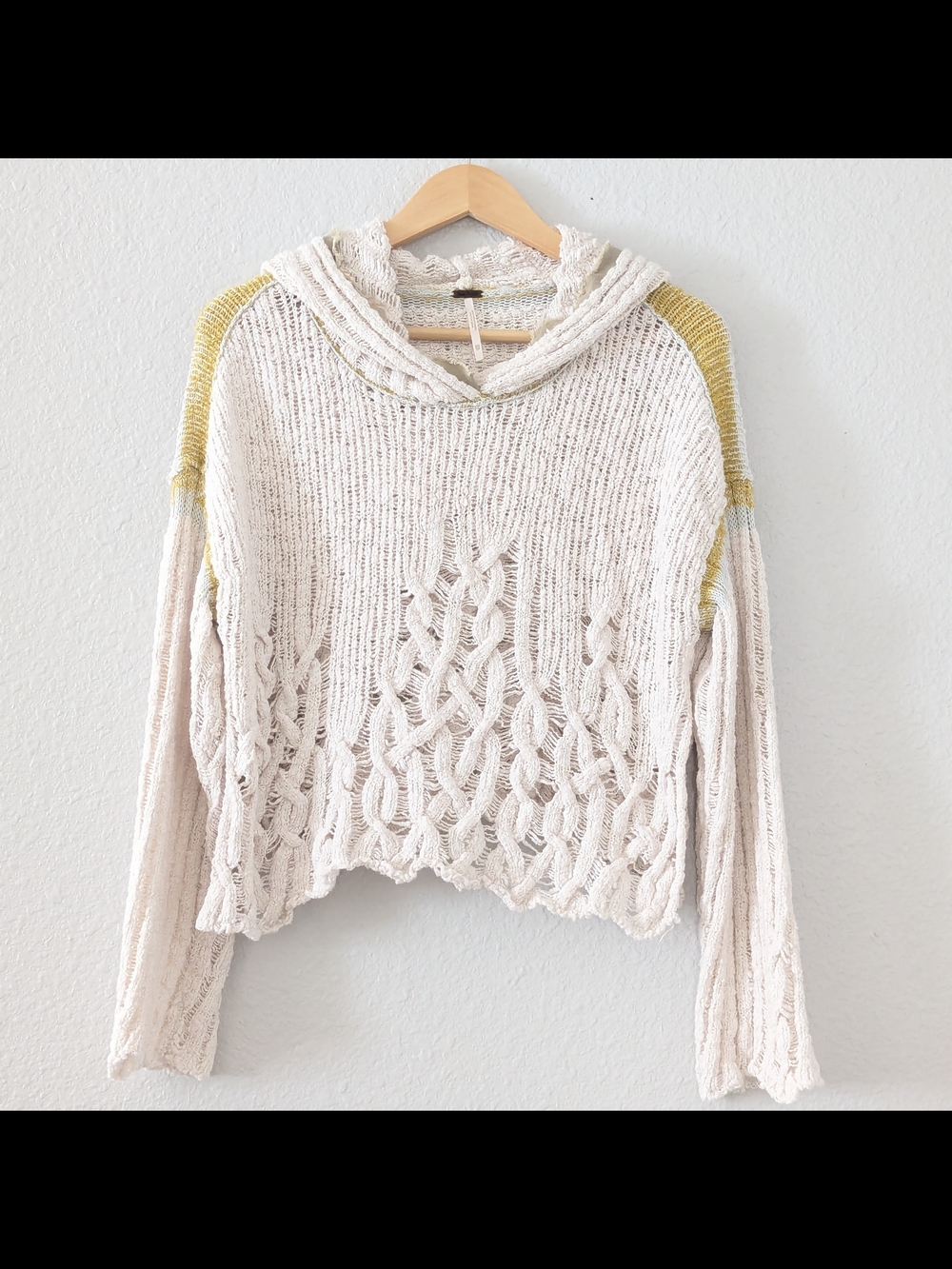 Free People Crushing On Cables Cropped Sweater Beachy Boho Summer Hoodie Xsmall